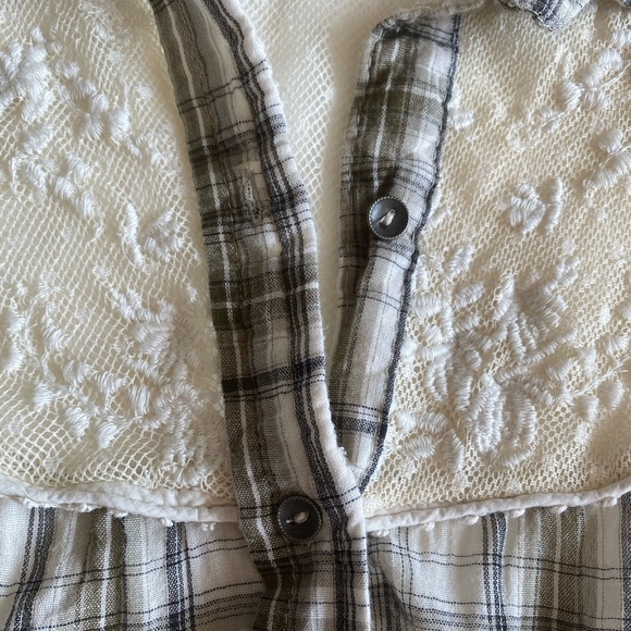 Free People Saddle Up Plaid Lace Yoke Shirt - Picture 11 of 16
